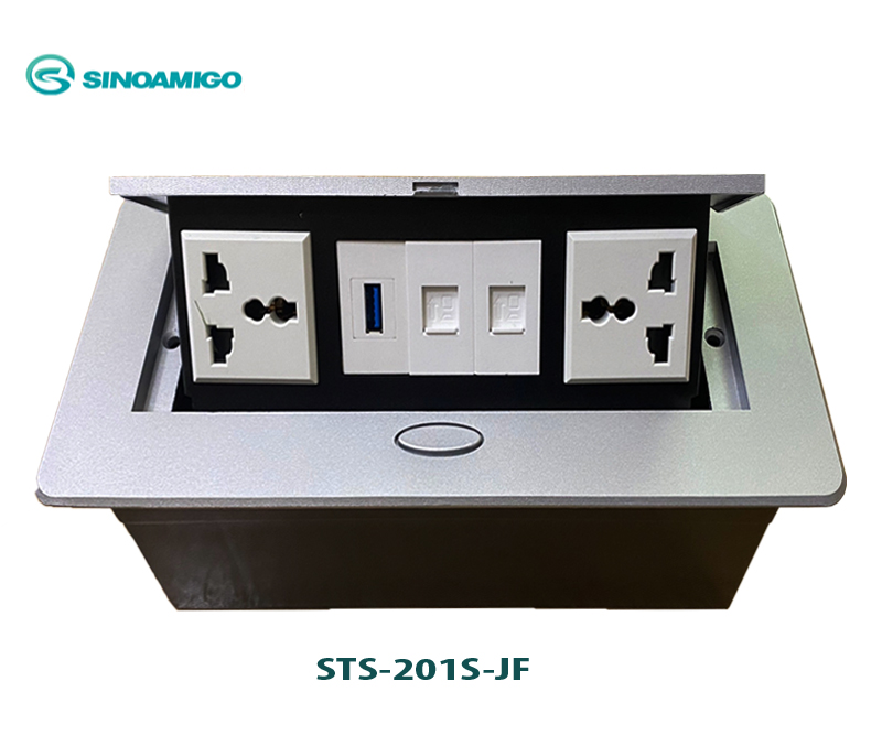 Hộp ổ điện âm bàn sinoamigo STS-201S-JF màu bạc